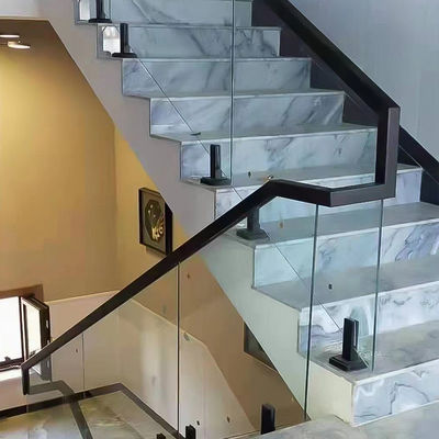 Modern ontwerp glazen leuning voor binnenveiligheid in appartementen trap handrail