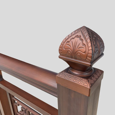 Hout top handrail post gemonteerd roestvrijstalen glazen leuning voor trappen in appartement