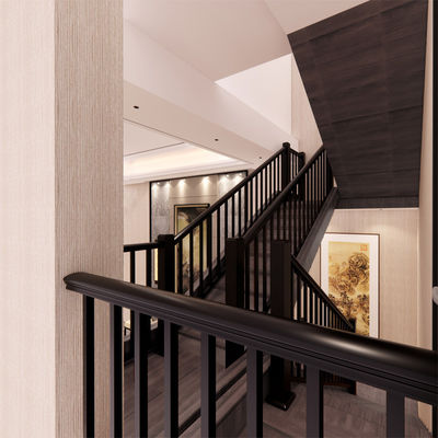 Wandmontage houten trappengraaf voor modern ontwerp stalen balkon en aluminiumrail