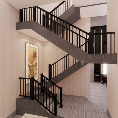 Wandmontage houten trappengraaf voor modern ontwerp stalen balkon en aluminiumrail