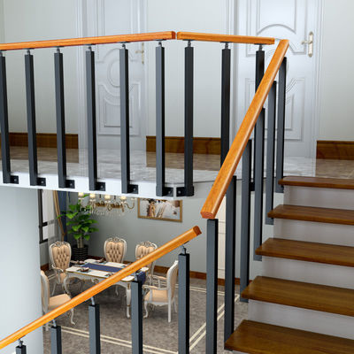 Moderne ontwerp drijvende loopvlak draadbalustrade voor muur gemonteerd staal ruggengraat trappenhuis