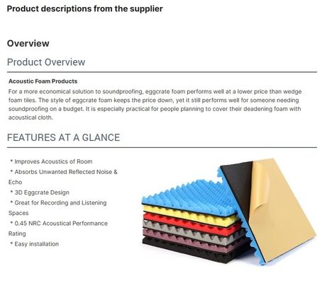 14-60 kg/m3 Dichtheid Modern Design geluidsdempingsfoam voor studio geluidsisolatie