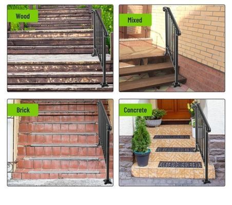 Stijlvolle binnentrap Beschermingsrail IJzer Riser vloer Balustrades Balkon Stalen Railing
