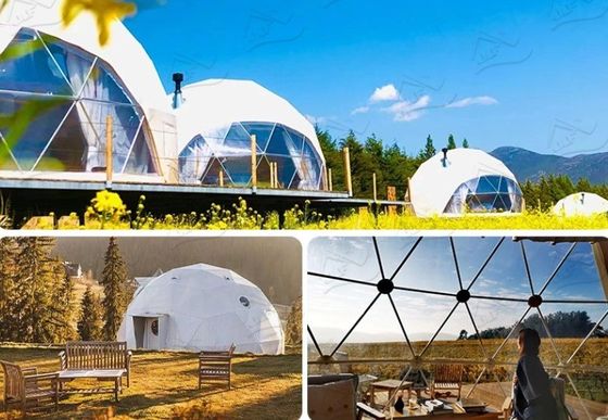 Boerderij Buiten Ronde Glamping Dome Tent met aangepaste kleur Luxe Huis Badkamer