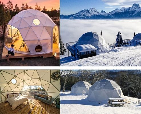 Boerderij Buiten Ronde Glamping Dome Tent met aangepaste kleur Luxe Huis Badkamer