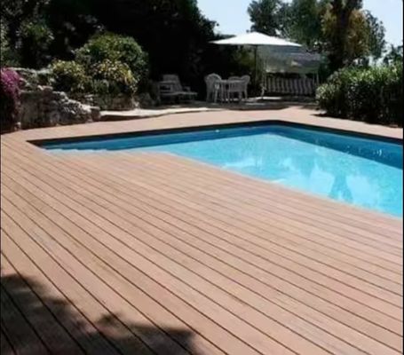 Buitengewassen van glad hout en plastic terrasvloeren voor zwembaddekken van verschillende grootte